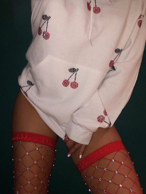 Rhinestones Fishnet Over The knee Stockings