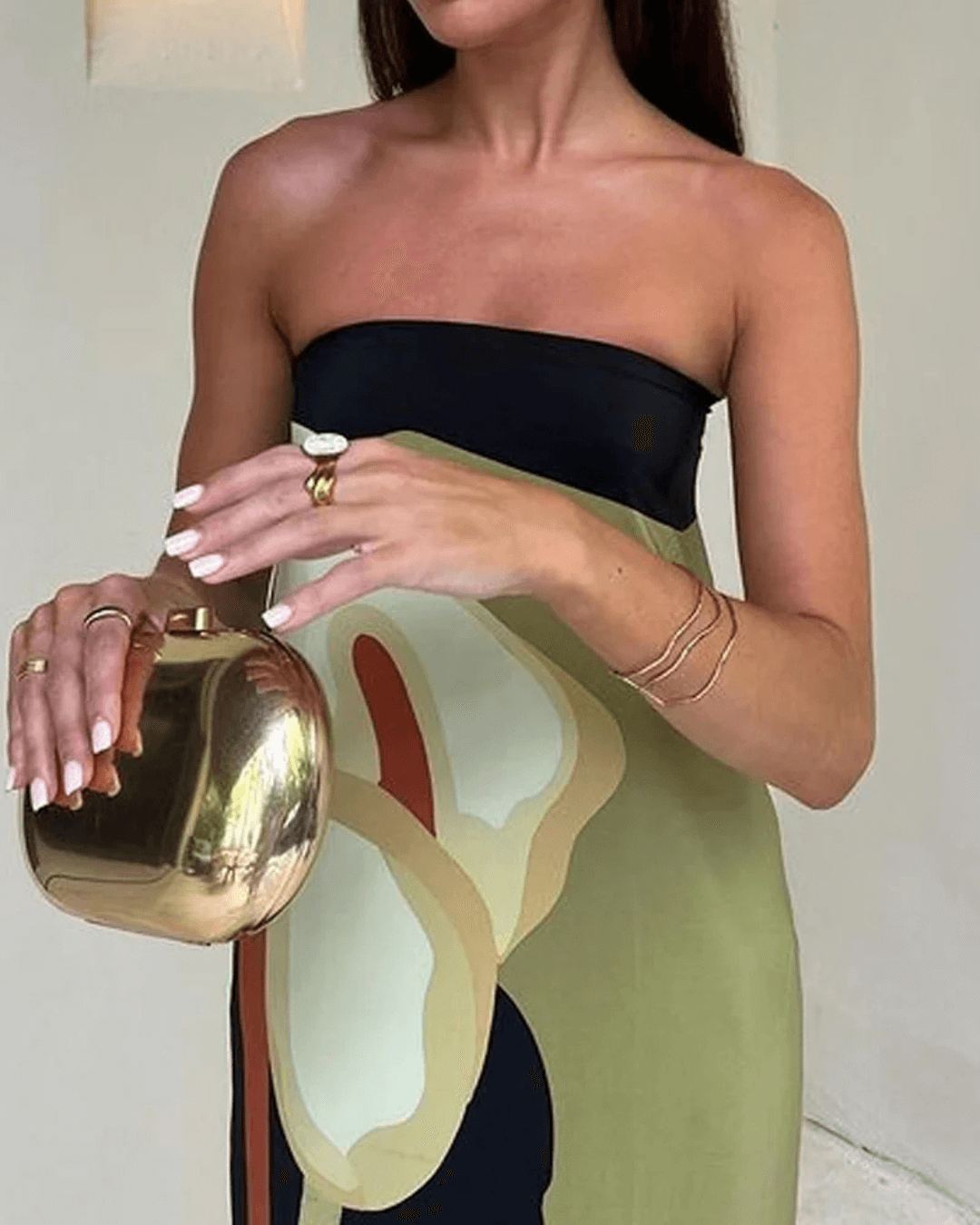 Casual Strapless Printed Dress - Fashionpara