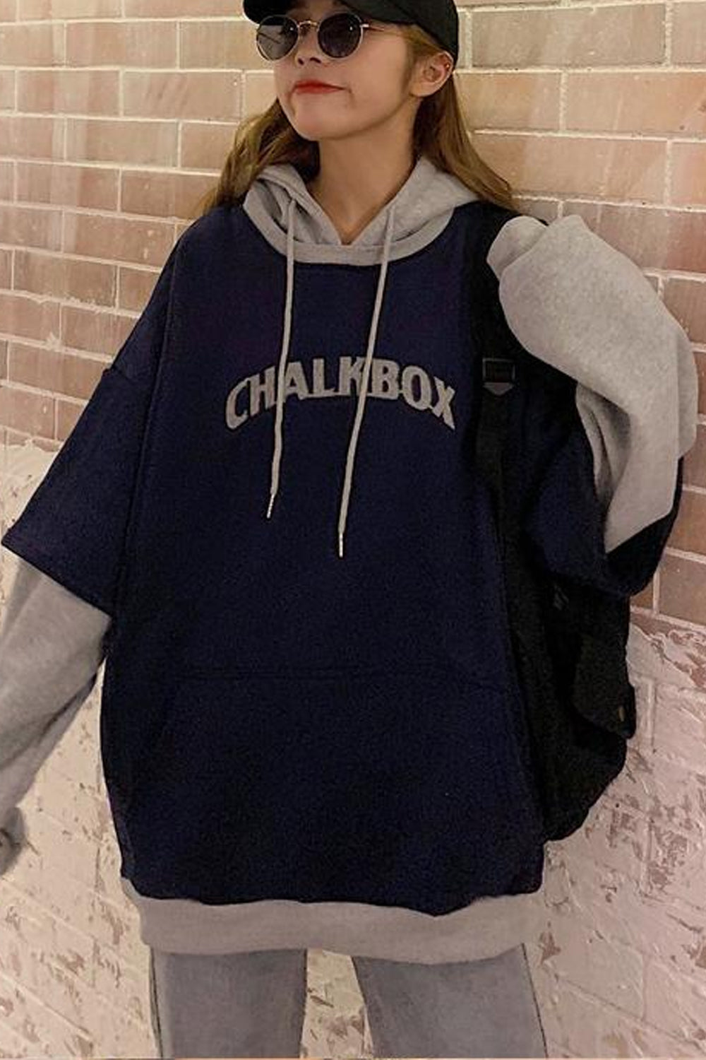 KittenAlarm - Long Sleeve Letters Printed Two Colors Hoodie