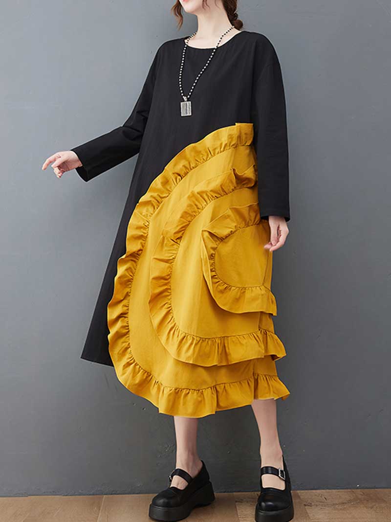 Stylish Ruffle A-Line Dress - Fashionpara