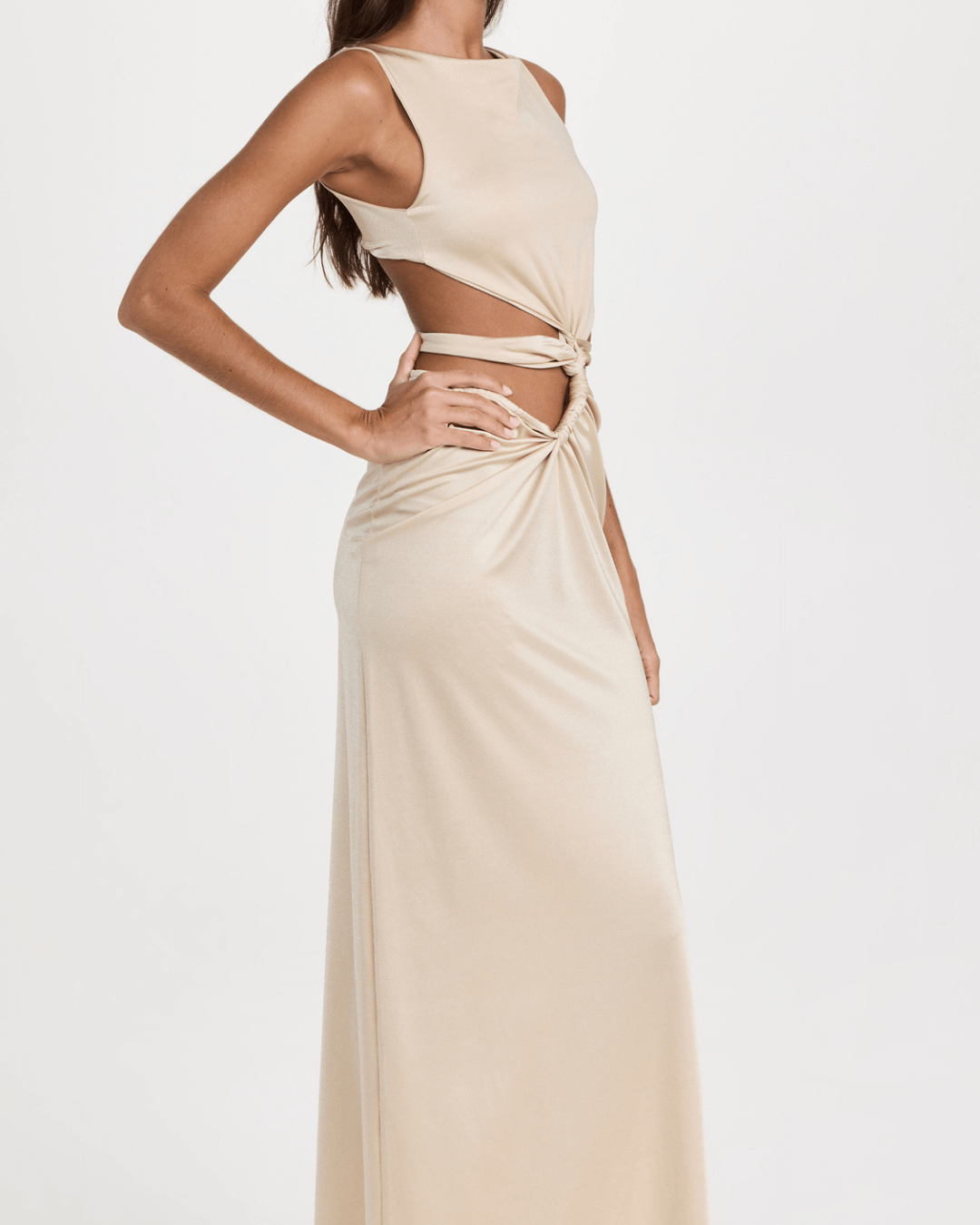 Twisted Waistband Cut-out Maxi Dress - Fashionpara