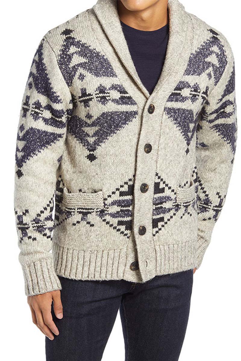 Uniqshe Men's Lapel Single Breasted Long Sleeve Cardigan Jumper Jacket  Fashionpara