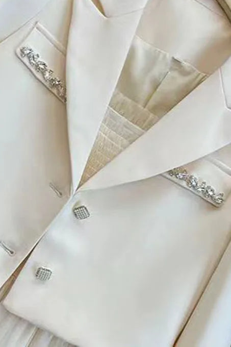 Crystal Decor Notched Cropped Blazer