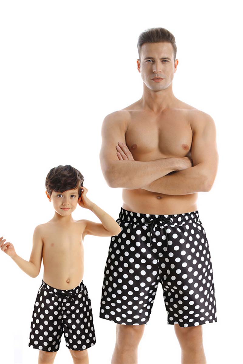 Polka Dot Print Parent-child Swim Shorts - Fashionpara