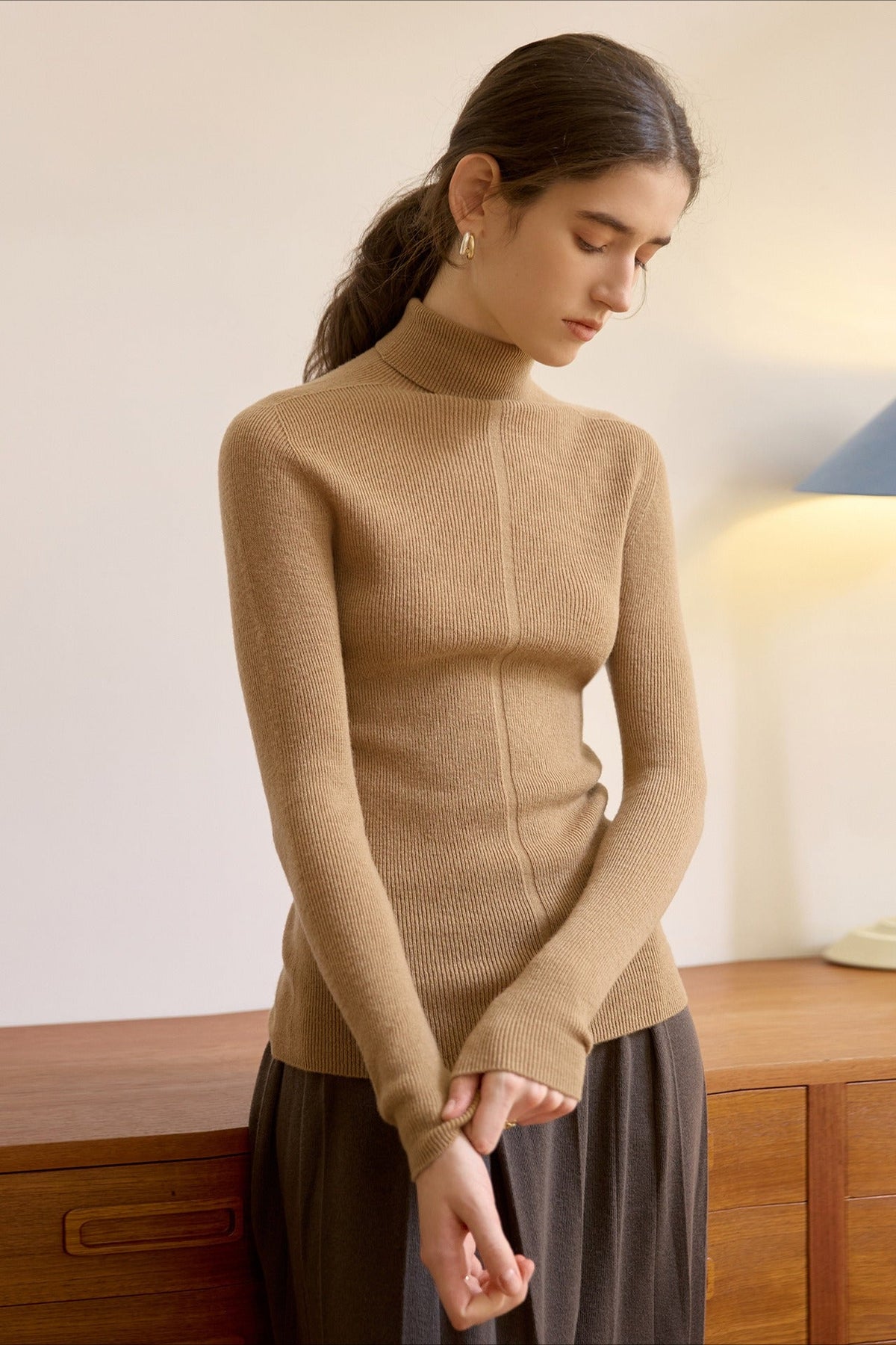 Pure Wool Turtle Neck Knit Top
