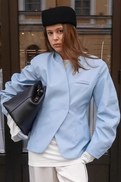 Elegant Street Casual Blue Blazer Coat for Effortless Style