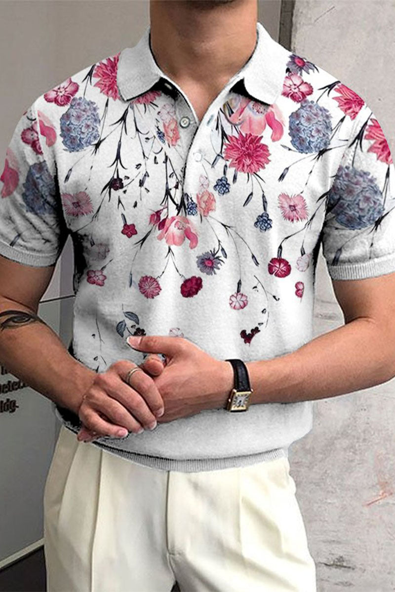 Men's Round Neck Printed Short Sleeve Polo T-Shirt Fashionpara