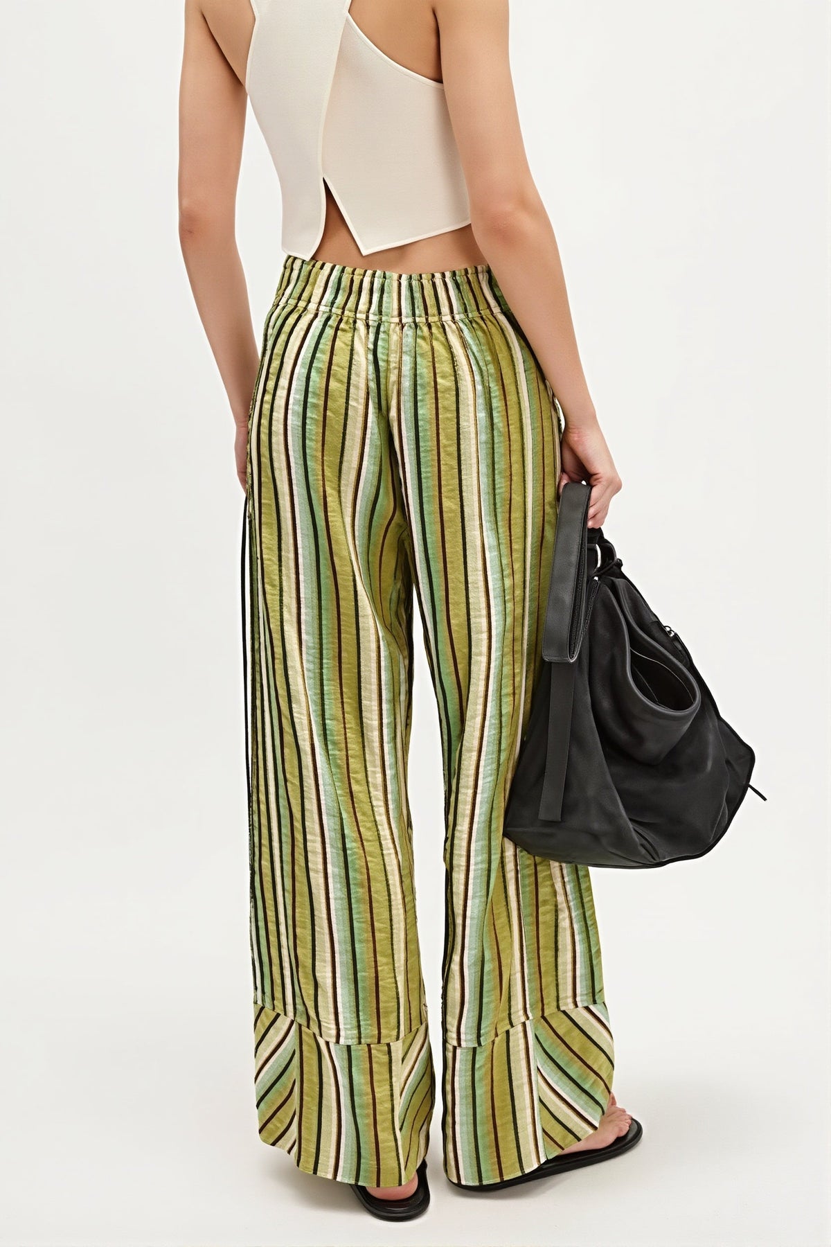 Striped High Waist Wide Leg Pants