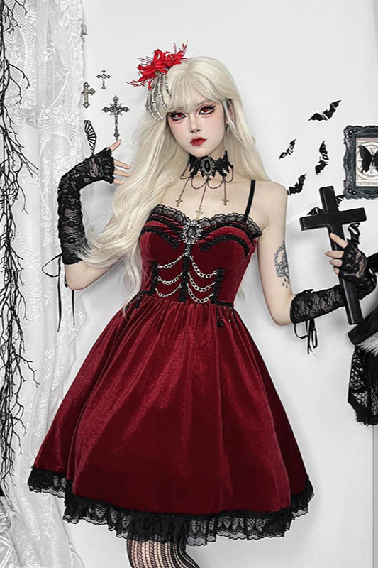Chain Lace A‑Line Gothic Dress