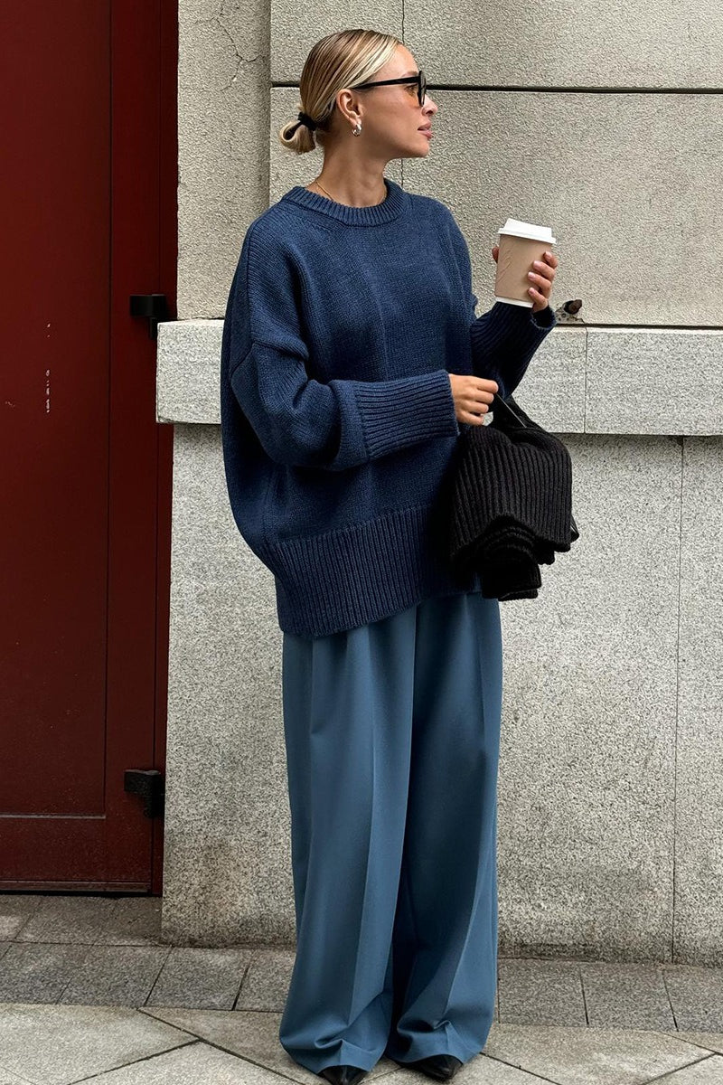Casual Solid Color Pullover Sweater