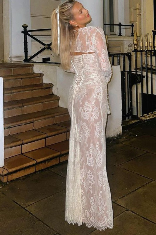 Elegant Crochet Strap Lace Dress