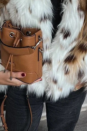 Leopard Faux Fur Design Coat - Fashionpara