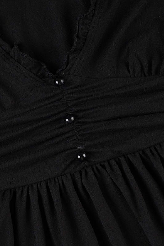 Ruffle Trim Button Long Sleeve Tee