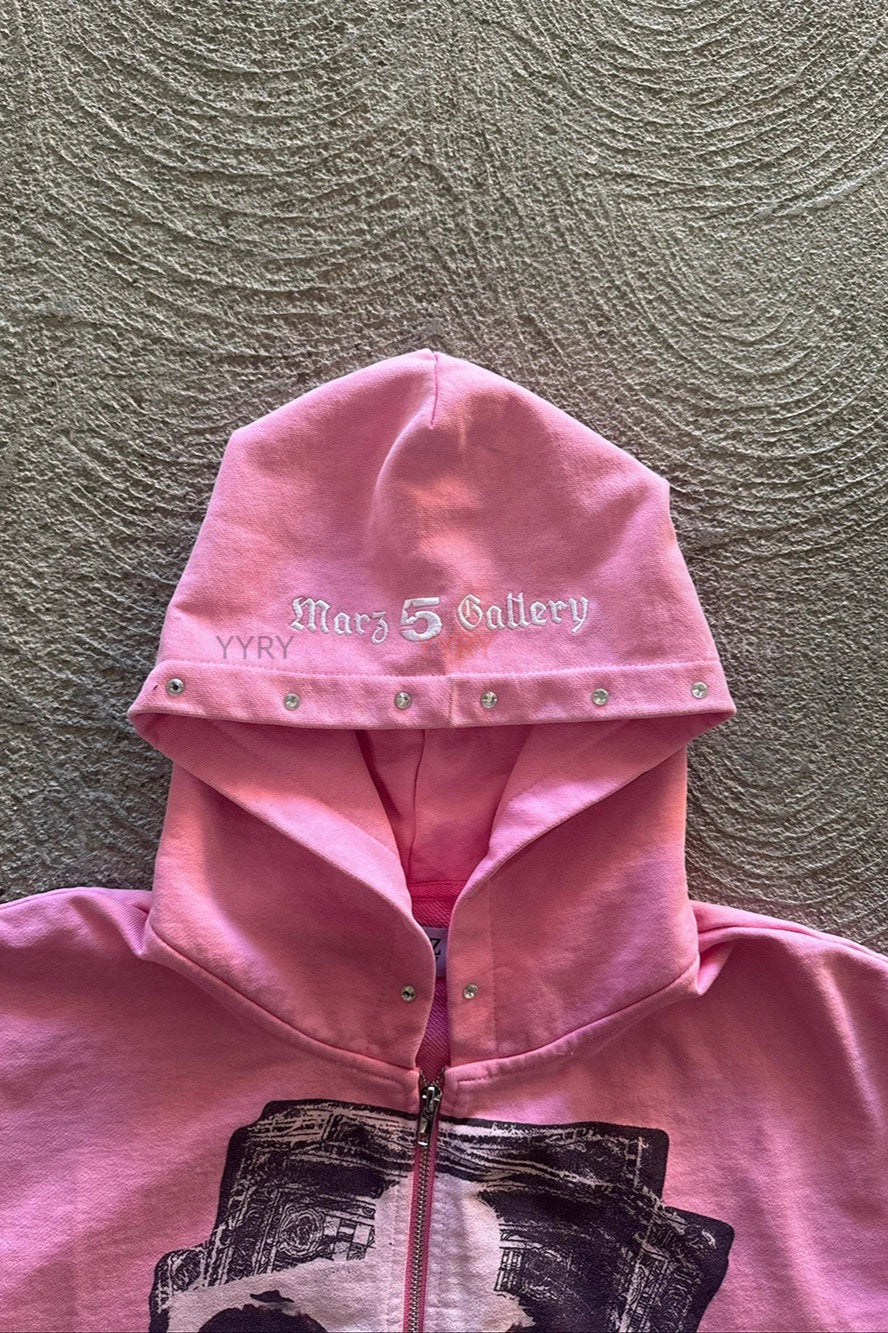 Street Style Rhinestone Print Hoodie