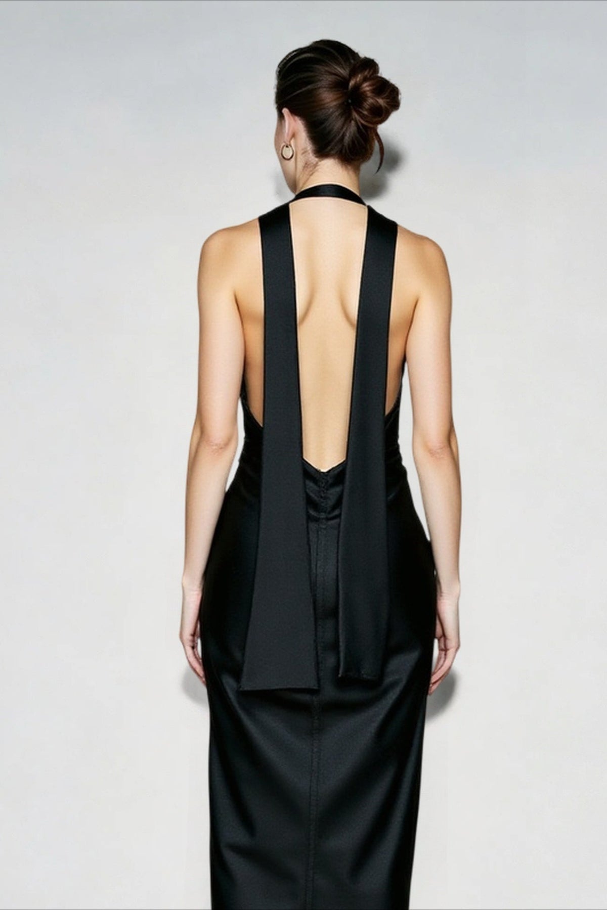 Halter Deep V-Neck Dress
