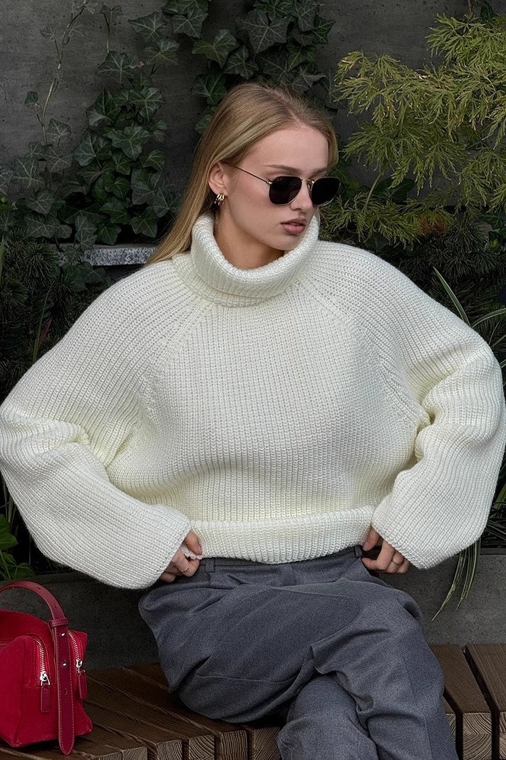 High Neck Pullover Knit Sweater