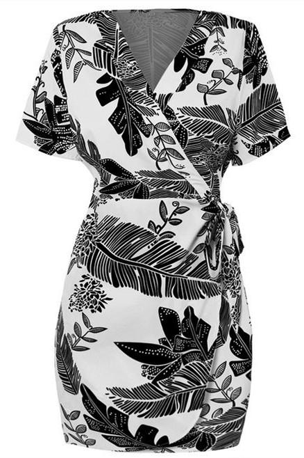 Daily V Neck Floral Print Mini Dress Fashionpara