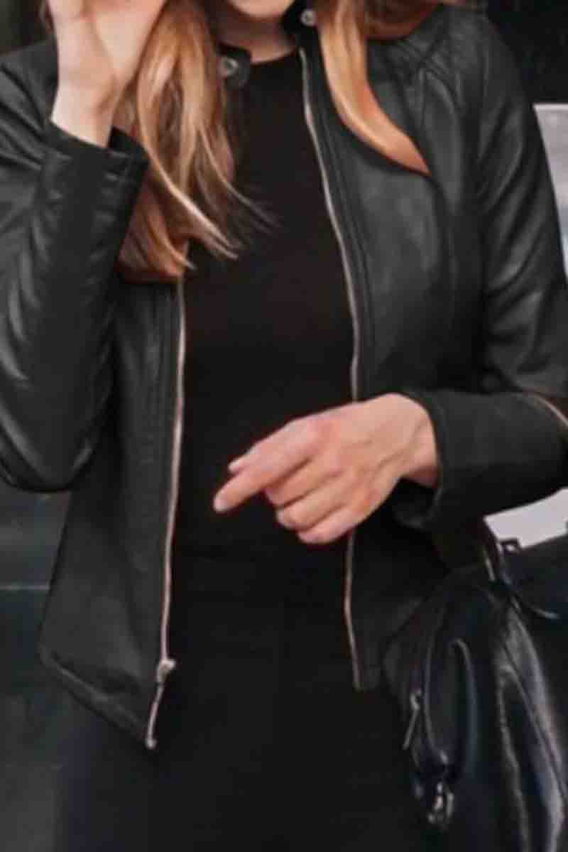 Contrast Fringe Faux Leather Moto Jacket  Fashionpara