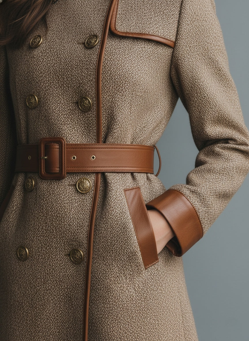 The Heritage Tweed & Leather-Trimmed Trench Coat
