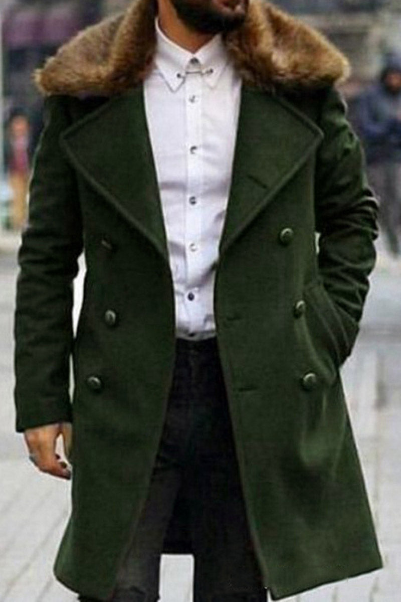 Men's Double-Breasted Tweed Jacket Trench Coat - Fashionpara
