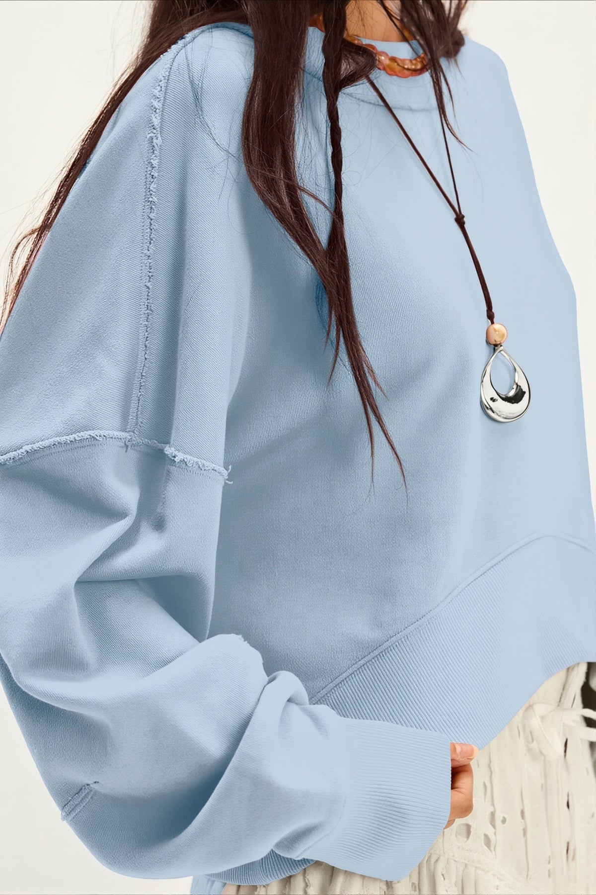 Solid Cropped Crewneck Sweatshirt 3