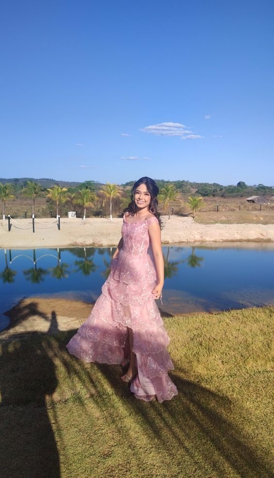 Off the Shoulder Corset Tiered Long Prom Dress - Fashionpara