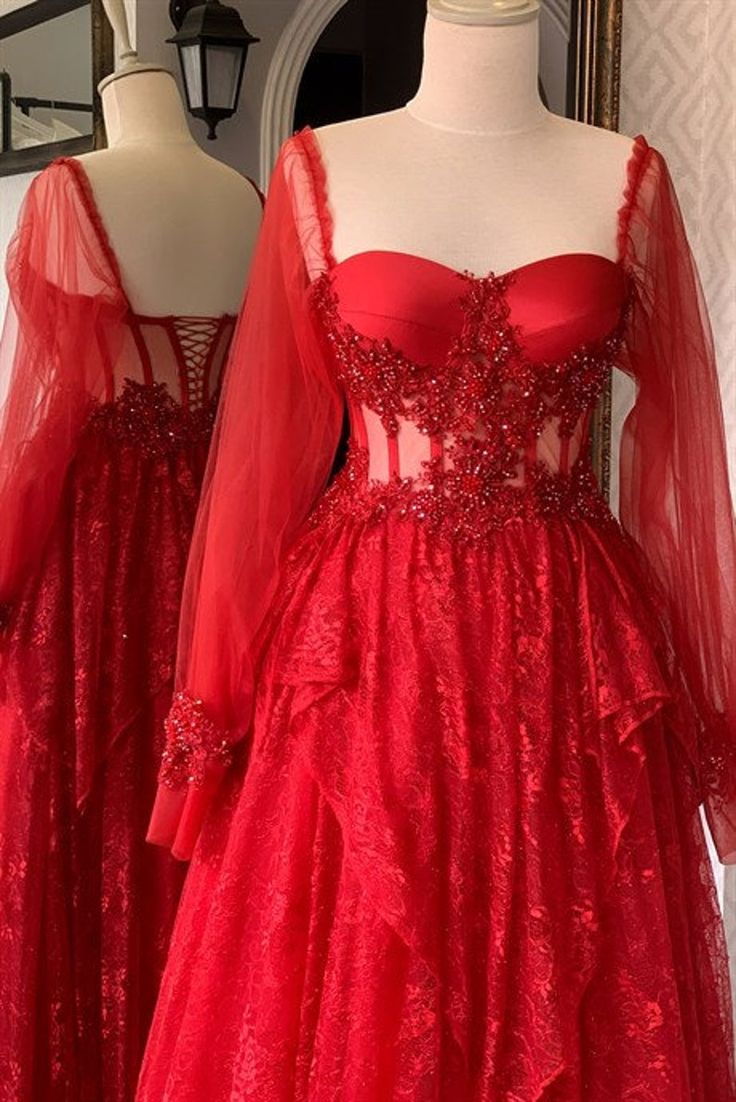wedding guest dress, Red Long Prom dress