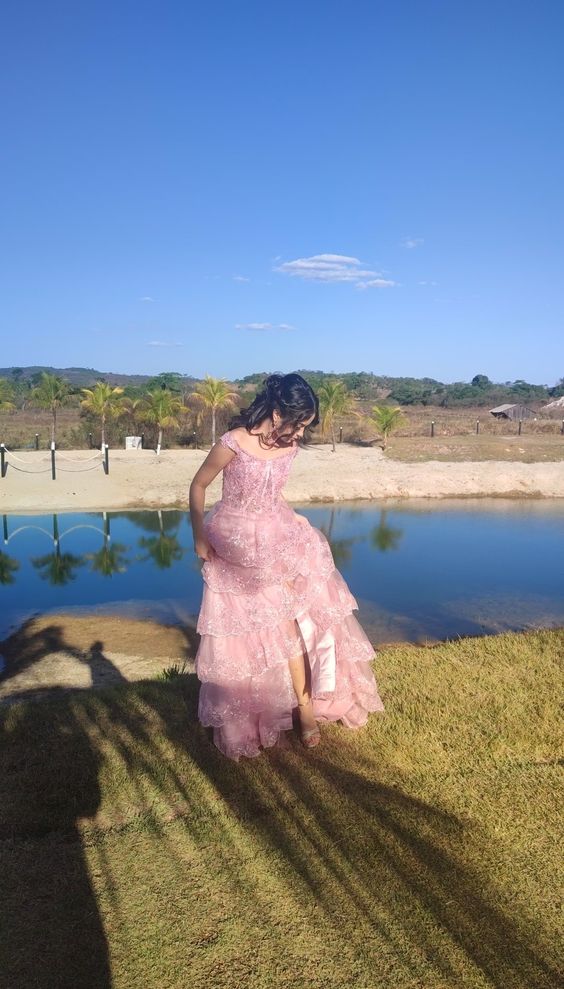 Off the Shoulder Corset Tiered Long Prom Dress - Fashionpara