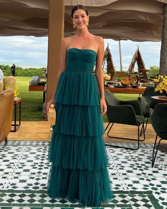 Elegant Strapless A-line Maxi Long Party Prom Dresses, Wedding Party Dresses
