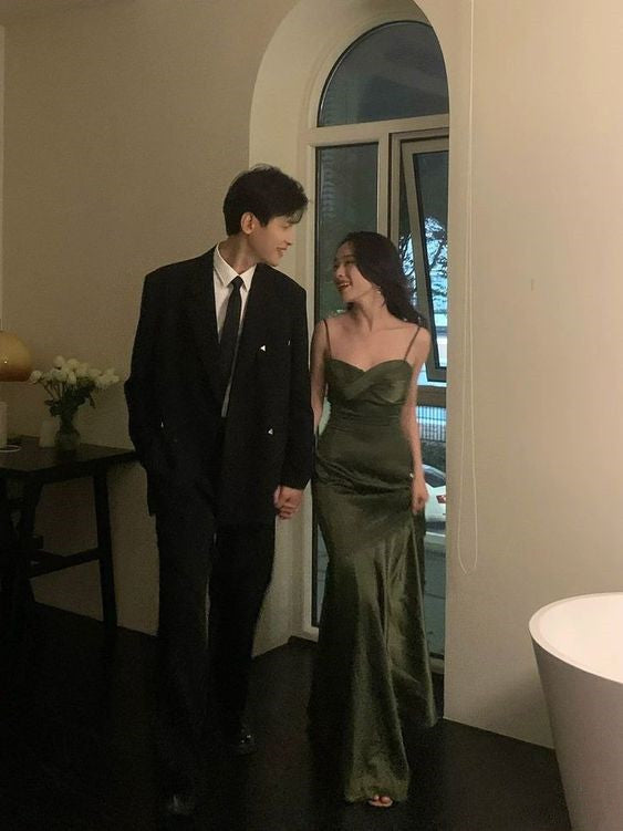 Dark Green Long Prom Dress,Graduation Dress,Party Dress - Fashionpara