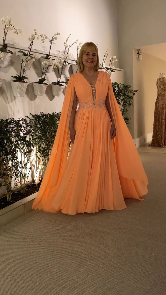 Orange Long Prom Dress, Formal Evening Graduation Dress - Fashionpara