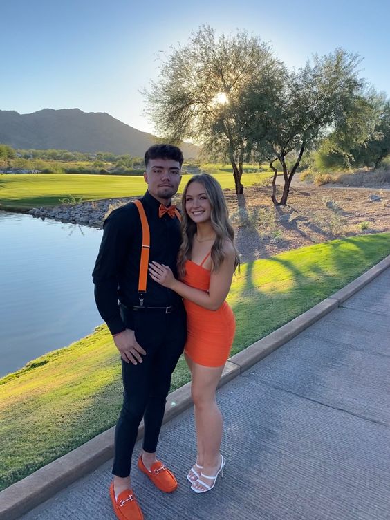 Orange Homecoming Graduation Dress Short Prom Dresses - Fashionpara