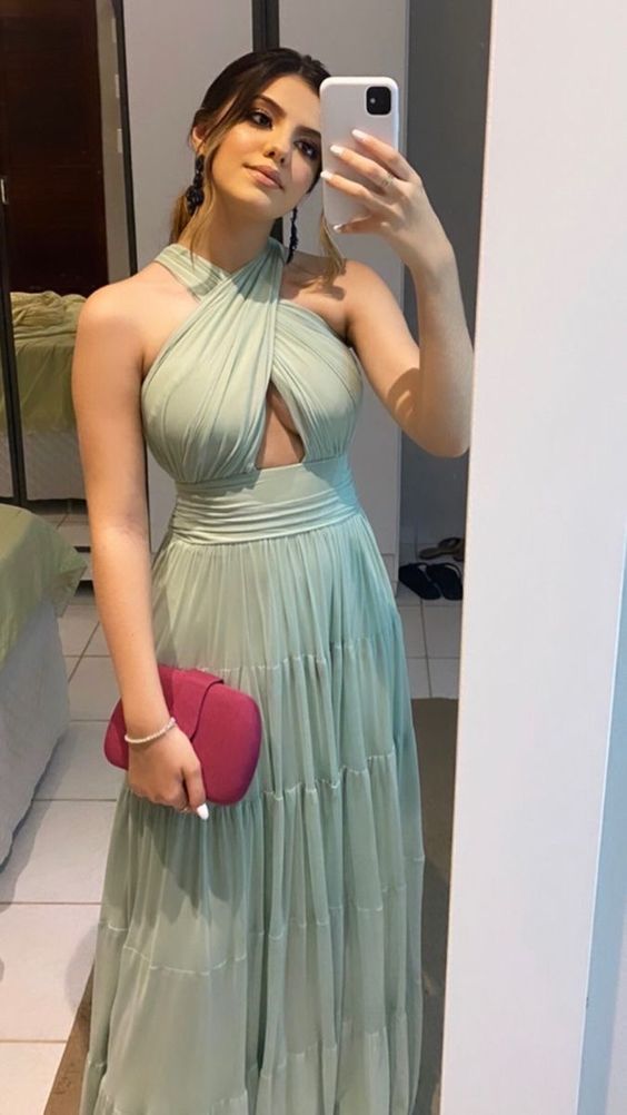 A-Line Prom Dresses Sage Dress Wedding Guest Party Evening Dress