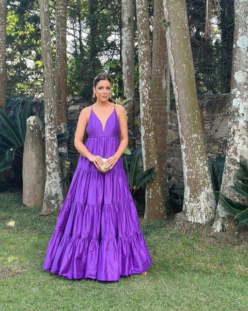 Purple Satin Long Evening Dress, Wedding Party Dress