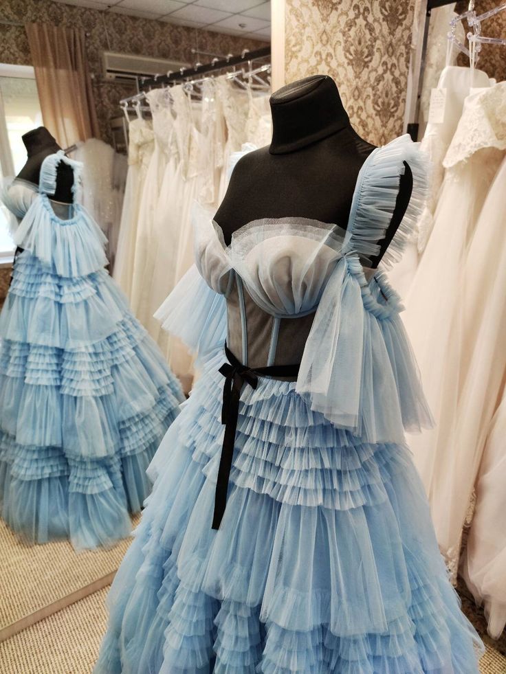 Princess Simple Dress, Blue Prom Dress, Evening Dress, Cocktail Dress, Feminine Party Dress,Blue Wedding Dress