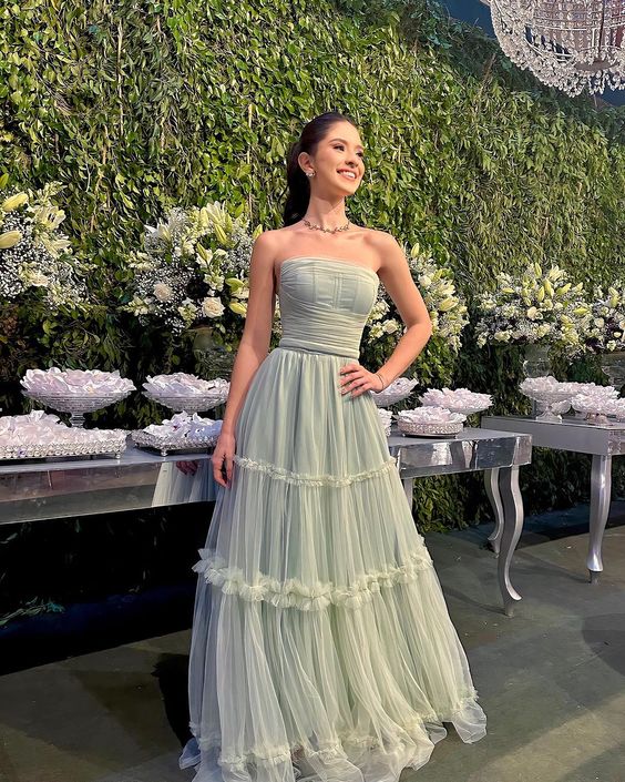 A-Line Prom Dresses Sage Dress Wedding Guest Party Evening Dress