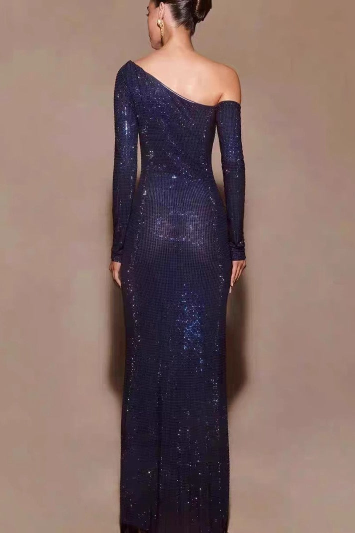 Off Shoulder Rhinestone Maxi Dress - View 4