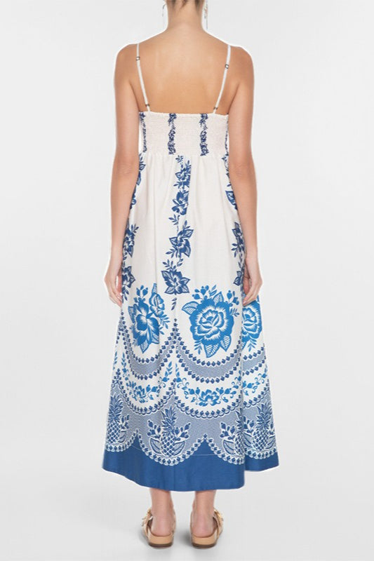 Chic Floral Print High-Waist Maxi Dress