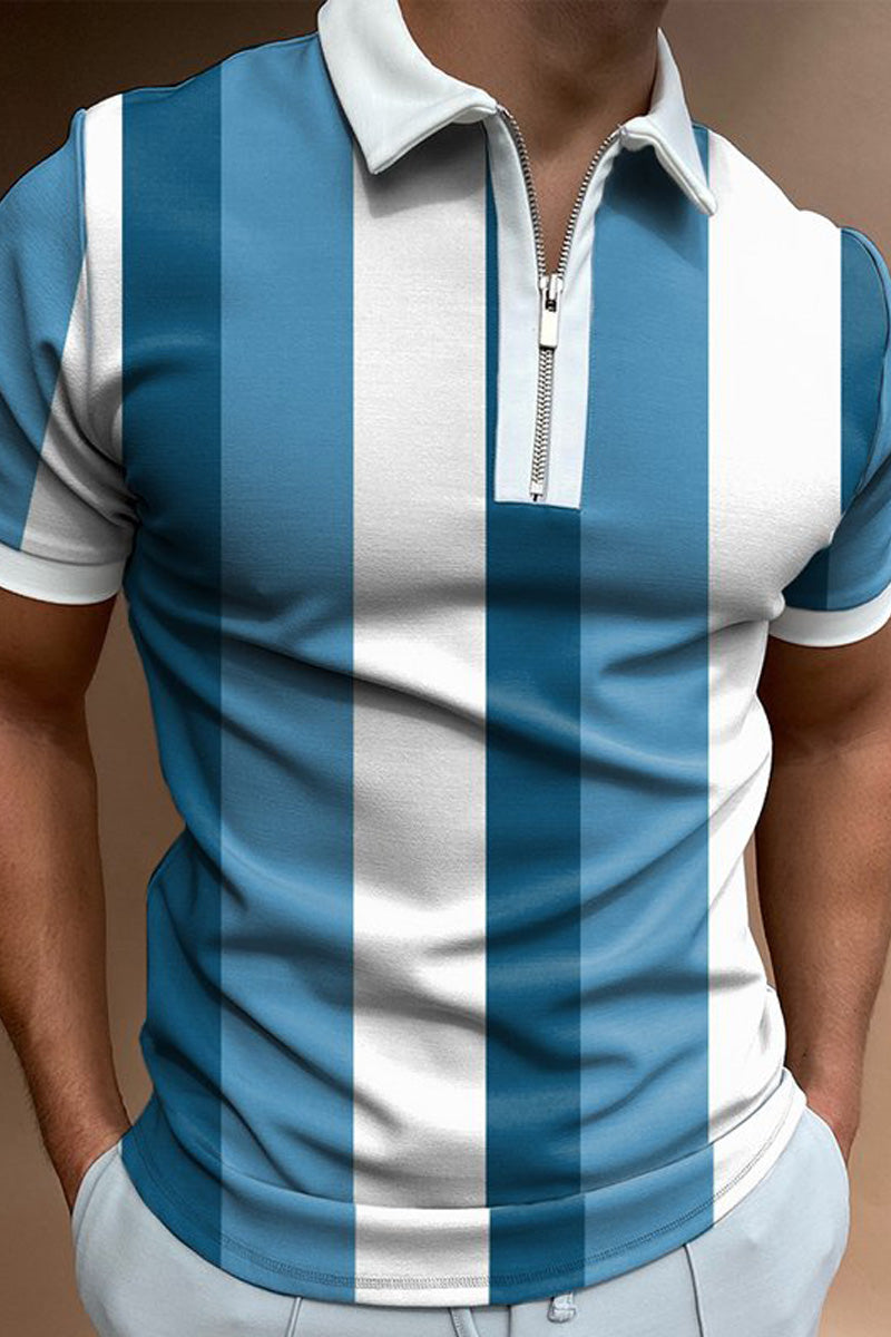 Checked Texture Print Short-sleeved Polo Shirt Fashionpara