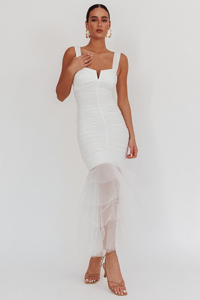 Ruched Mesh Sweetheart Tiered Ruffle Mermaid Dress - View 3