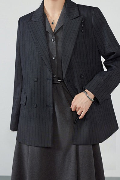 Elegant Striped Notch Blazer