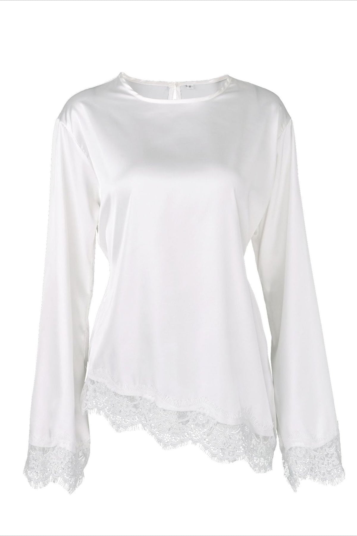 Lace Panel Solid Casual Blouse