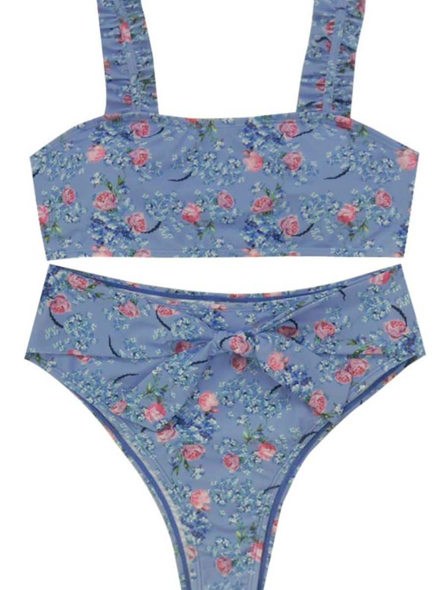 Floral Print High Waist Two pieces Swimsuit - Fashionpara