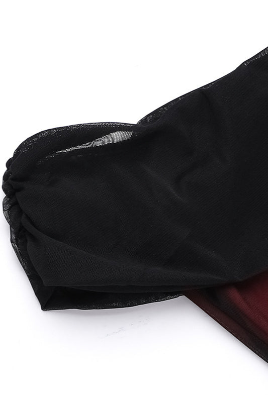 Off-Shoulder Mesh Colorblock Bodycon Party Dress - Fashionpara