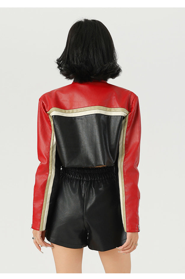 Stylish Cropped Moto Faux Leather Jacket for Trendsetters