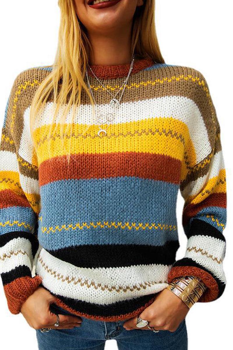 O-Neck Striped Sweater  Fashionpara