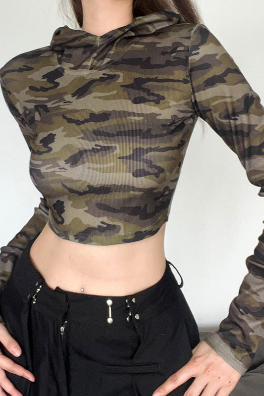Backless Camouflage Hoodie