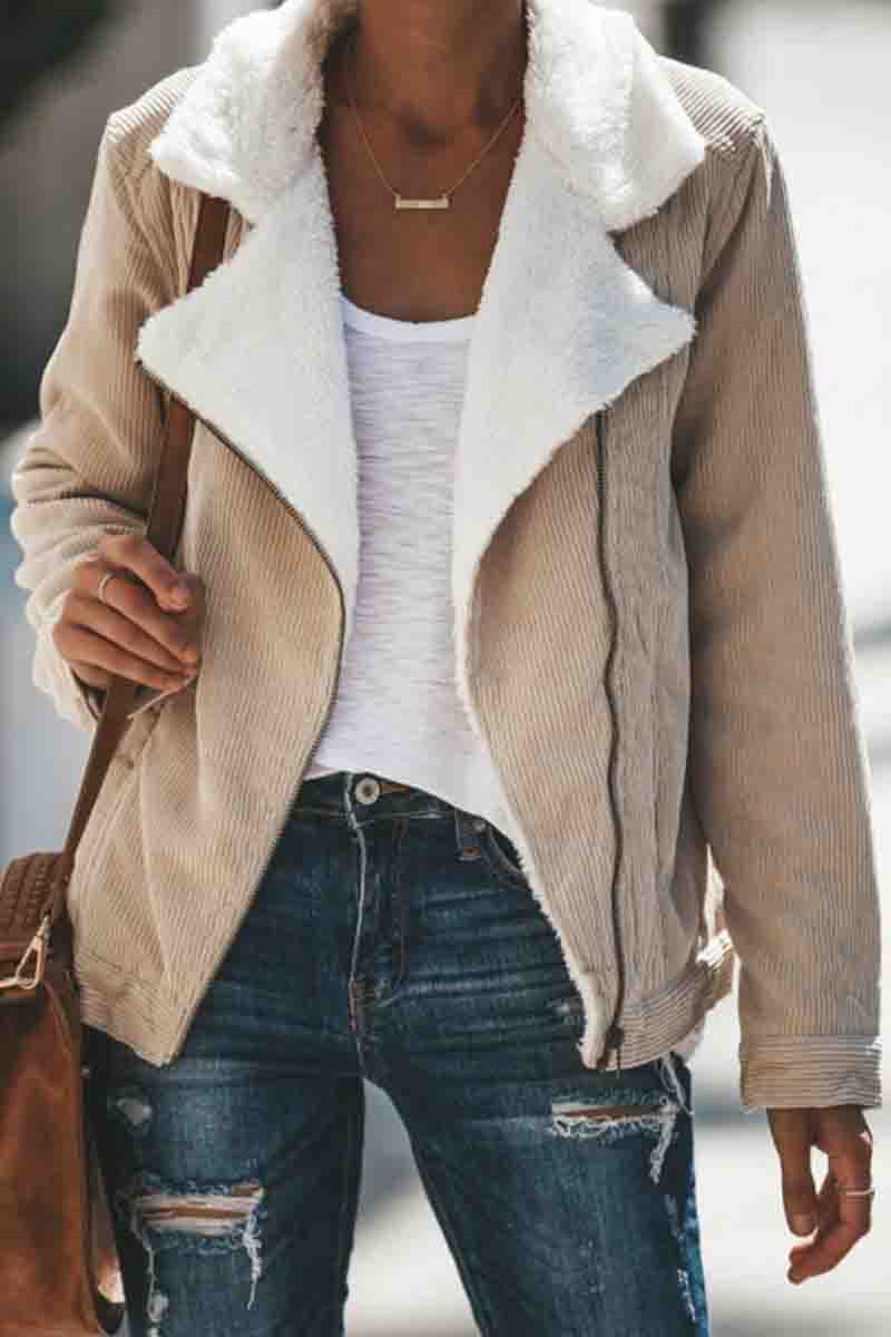 Turndown Collar Zipper Basic Coat (2 Colors)