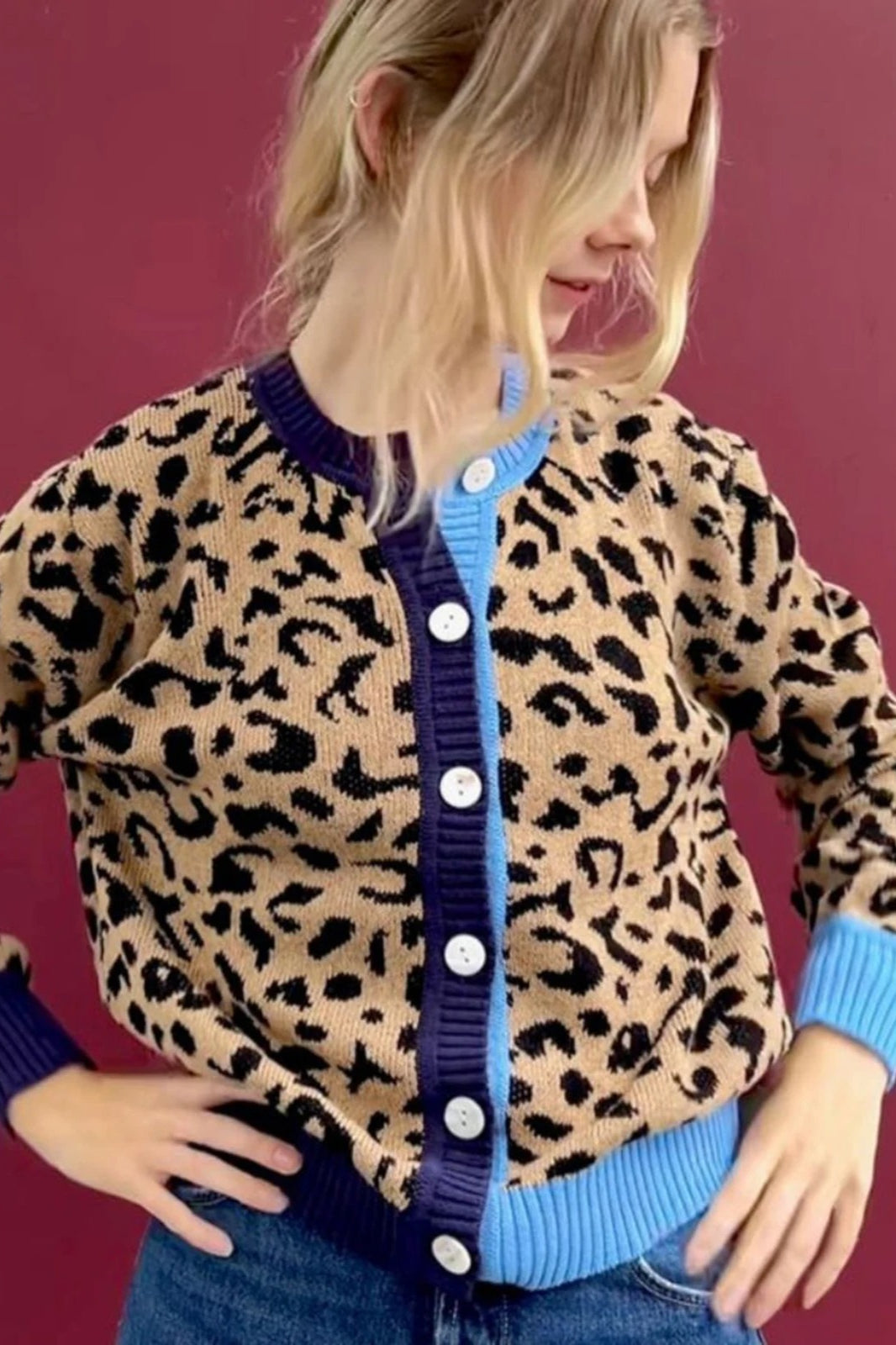 Chic Y2K Vintage Leopard Knit Cardigan for Effortless Style