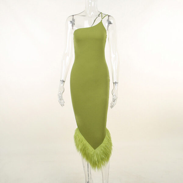 Square-Neck Strapless Feather-Trim Bodycon Midi Dress 6